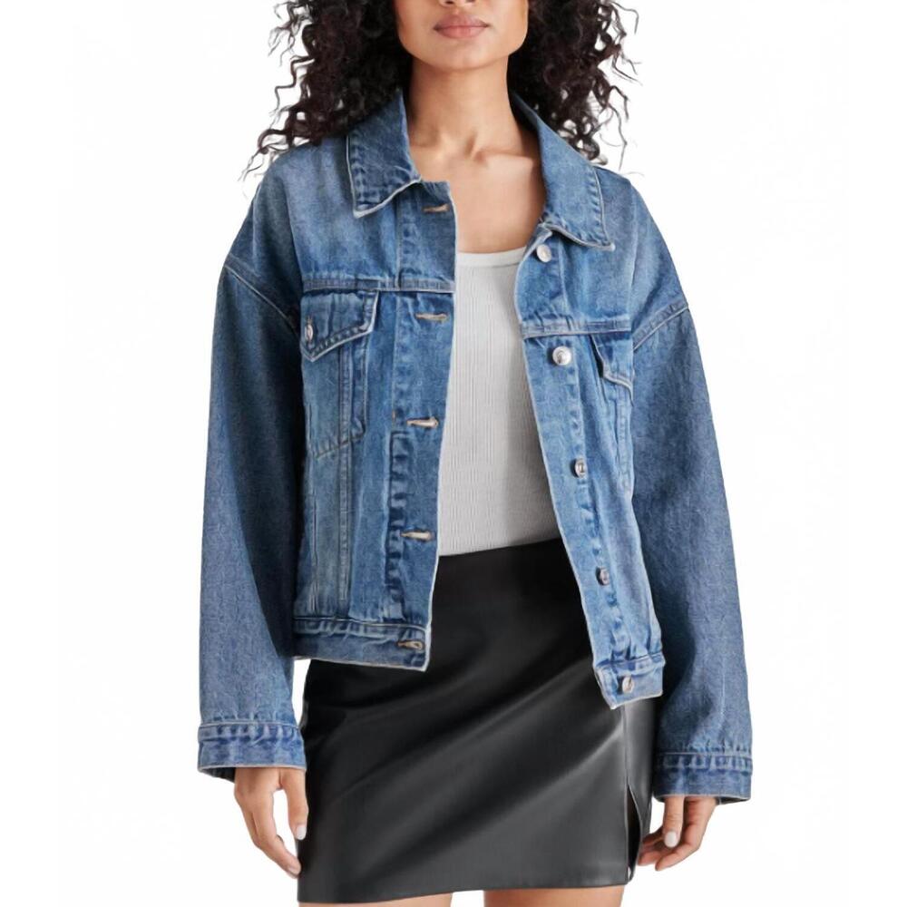 NEW STEVE MADDEN sienna jacket in blue denim